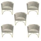 Kit 05 Poltronas Paola Base de Ferro Sued Bege - D'Classe Decor
