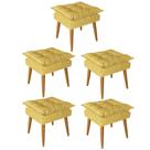 Kit 05 Puff Puf Banqueta Opala Para Quarto Sala Recepção Suede Amarelo Escuro - Ninho Decor Kit 05 Puff Puf Banqueta Opala Para Quarto Sala Recepção Suede Amarelo Escuro - Ninho Decor