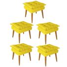 Kit 05 Puff Puf Banqueta Opala Para Quarto Sala Recepção Suede Amarelo - Ninho Decor Kit 05 Puff Puf Banqueta Opala Para Quarto Sala Recepção Suede Amarelo - Ninho Decor