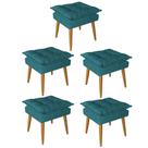Kit 05 Puff Puf Banqueta Opala Para Quarto Sala Recepção Suede Azul Turquesa - Ninho Decor Kit 05 Puff Puf Banqueta Opala Para Quarto Sala Recepção Suede Azul Turquesa - Ninho Decor