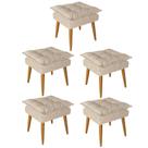 Kit 05 Puff Puf Banqueta Opala Para Quarto Sala Recepção Suede Bege - Ninho Decor Kit 05 Puff Puf Banqueta Opala Para Quarto Sala Recepção Suede Bege - Ninho Decor