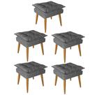 Kit 05 Puff Puf Banqueta Opala Para Quarto Sala Recepção Suede Cinza - Ninho Decor Kit 05 Puff Puf Banqueta Opala Para Quarto Sala Recepção Suede Cinza - Ninho Decor