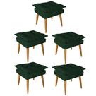 Kit 05 Puff Puf Banqueta Opala Para Quarto Sala Recepção Suede Verde - Ninho Decor Kit 05 Puff Puf Banqueta Opala Para Quarto Sala Recepção Suede Verde - Ninho Decor