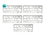 Kit 05 Régua Formas Geométricas Cristal Transparente 21cm Waleu Desenhos Técnicos Trabalhos Escolares