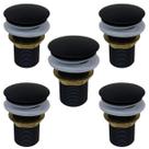 Kit 05 Válvula Ralo Click 1.1/4 Metal Pia e Cuba Preto Fosco
