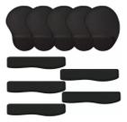 Kit 05x Mousepad + Apoio Pulso P/ Teclado Ergonômico Preta