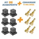 Kit 06 Acabamento Preto Quadrado Registro Pressão - Docol
