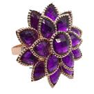 KIT 06 Argola Porta Guardanapo Anel Flor Brilhante Roxo Metal Luxo Mesa Posta Natal