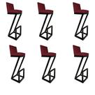 kit 06 banqueta Alta Z Base De Ferro Suede Marsala - D'Classe Decor