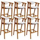 Kit 06 Banquetas Alta Para Cozinha Bancada Bar Sala De Jantar Fixa Cecília L02 Facto Branco - Lyam