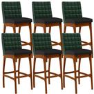 Kit 06 Banquetas Altas Mila Facto Verde Musgo Corano Preto