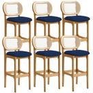 Kit 06 Banquetas Altas Para Cozinha Bancada Sala Tela Betta Fixa L02 Suede Azul Marinho - Lyam Kit 06 Banquetas Altas Para Cozinha Bancada Sala Tela Betta Fixa L02 Suede Azul Marinho - Lyam