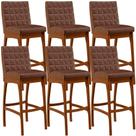Kit 06 Banquetas Altas Para Cozinha Sala De Jantar Fixa Mila B04 Corano Marrom - Lyam Decor