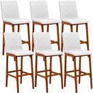 Kit 06 Banquetas Altas Para Cozinha Sala de Jantar Fixa Zoe B04 Facto Branco - Lyam Decor