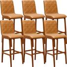 Kit 06 Banquetas Altas Para Cozinha Sala de Jantar Fixa Zoe B04 Sintético Whisky - Lyam Decor