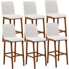 Kit 06 Banquetas Altas Para Cozinha Sala de Jantar Fixa Zoe L02 Bouclê Cru - Lyam Decor