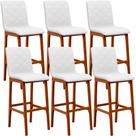 Kit 06 Banquetas Altas Para Cozinha Sala de Jantar Fixa Zoe L02 Facto Branco - Lyam Decor