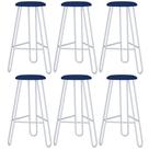 Kit 06 Banquetas Baixa Bar Cozinha Sala de Jantar Áris C01 Branco Linho Azul Jeans - Lyam Decor