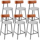 Kit 06 Banquetas Baixa Bar Cozinha Sala Jantar Milão L02 material sintético Camel Linho Cinza -LyamDecor Kit 06 Banquetas Baixa Bar Cozinha Sala Jantar Milão L02 material sintético Camel Linho Cinza -LyamDecor