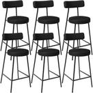Kit 06 Banquetas Baixa Para Cozinha Sala De Jantar Bancada Milão L02 Sintético Preto -LyamDecor