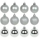 Kit 06 Bolas De Natal Mista 7cm Prata Decoração Árvore