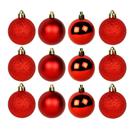 Kit 06 Bolas De Natal Mista 7cm Vermelha Decoração Árvore