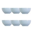 Kit 06 Bowl Tigela Sobremesa Azul Relevo Ondas 416 ml Germer