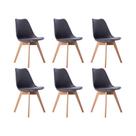 Kit 06 Cadeira Leda Eames Jantar Cozinha com Assento Estofado Cinza