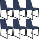 Kit 06 Cadeira Para Sala Jantar Base Aço Industrial Preto Dafne L02 Suede Azul Marinho -LyamDecor