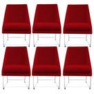 Kit 06 Cadeiras Ana Base de Ferro prata suede Vermelho - D'Classe Decor