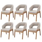 Kit 06 Cadeiras de Jantar e Estar Living Estofada Lince L02 Bouclê Bege - Lyam Decor
