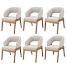 Kit 06 Cadeiras De Jantar E Estar Living Estofada Lince L02 Bouclê Cru - Lyam Decor
