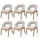 Kit 06 Cadeiras de Jantar e Estar Living Estofada Lince L02 Bouclê Cru - Lyam Decor