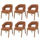 Kit 06 Cadeiras de Jantar e Estar Living Estofada Lince L02 Bouclê Terracota - Lyam Decor