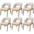 Kit 06 Cadeiras de Jantar e Estar Living Estofada Lince L02 Linho Palha - Lyam Decor