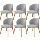 Kit 06 Cadeiras De Jantar E Estar Living Estofada Mia L02 Bouclê Cinza - Lyam Decor