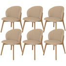 Kit 06 Cadeiras de Jantar e Estar Living Estofada Mia L02 Linho Bege Escuro - Lyam Decor Kit 06 Cadeiras de Jantar e Estar Living Estofada Mia L02 Linho Bege Escuro - Lyam Decor