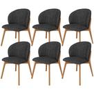 Kit 06 Cadeiras de Jantar e Estar Living Estofada Mia L02 Linho Chumbo - Lyam Decor Kit 06 Cadeiras de Jantar e Estar Living Estofada Mia L02 Linho Chumbo - Lyam Decor