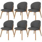 Kit 06 Cadeiras de Jantar e Estar Living Estofada Mia L02 Linho Cinza Escuro - Lyam Decor Kit 06 Cadeiras de Jantar e Estar Living Estofada Mia L02 Linho Cinza Escuro - Lyam Decor
