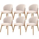 Kit 06 Cadeiras de Jantar e Estar Living Estofada Mia L02 Suede Bege - Lyam Decor