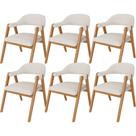 Kit 06 Cadeiras de Jantar e Estar Living Estofada Nadja L02 Linho Cru - Lyam Decor
