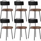 Kit 06 Cadeiras Decorativas Estofada Para Sala Jantar Barcelona L02 material sintético Preto Marrom - Lyam