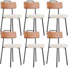 Kit 06 Cadeiras Decorativas Estofada Sala De Jantar Barcelona L02 material sintético Camel Linho Cru - Lyam