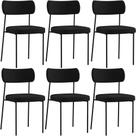 Kit 06 Cadeiras Decorativas Estofadas Para Sala de Jantar Melina L02 Poliéster Preto - Lyam Kit 06 Cadeiras Decorativas Estofadas Para Sala de Jantar Melina L02 Poliéster Preto - Lyam