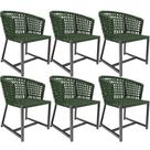 Kit 06 Cadeiras Decorativas Para Área Gourmet Cozinha Corda Náutica Belize D04 Verde - Lyam Decor
