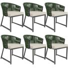 Kit 06 Cadeiras Decorativas Para Área Gourmet Cozinha Corda Náutica Bethari D04 Verde - Lyam Decor