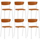 Kit 06 Cadeiras Empilhável Fixa Atom F02 Base Aço Branco Laranja - Lyam Decor