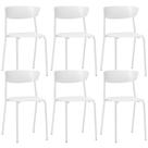 Kit 06 Cadeiras Empilhável Fixa Atom F02 Base Aço Branco - Lyam Decor Kit 06 Cadeiras Empilhável Fixa Atom F02 Base Aço Branco - Lyam Decor