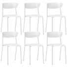 Kit 06 Cadeiras Empilhável Fixa Atom F02 Base Aço Branco - Lyam Decor