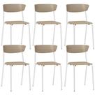 Kit 06 Cadeiras Empilhável Fixa Atom F02 Base Aço Branco Nude - Lyam Decor